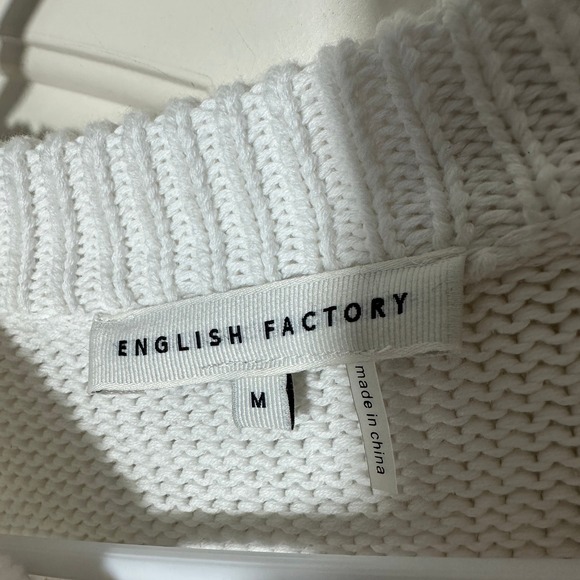 English‎ Factory Striped Puff Sleeve Sweater Short Sleeve Womens M White Pink - Picture 3 of 5